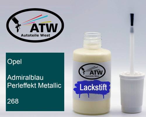 Opel, Admiralblau Perleffekt Metallic, 268: 20ml Lackstift, von ATW Autoteile West.